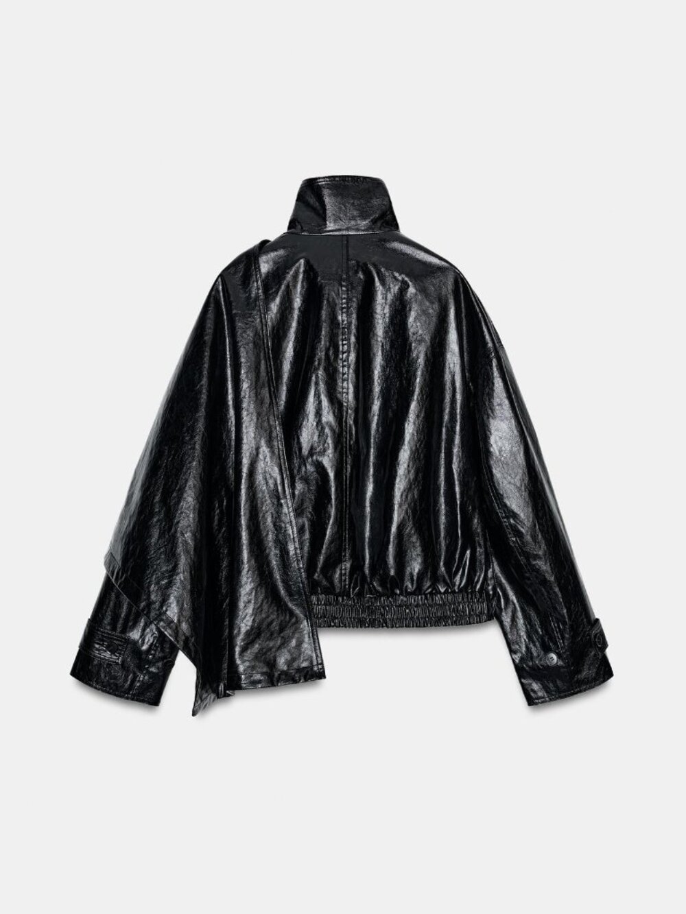 BNWT ZARA WOMEN FAUX LEATHER JACKET WITH SCARF ZW COLLECTION BLACK - Picture 7 of 11